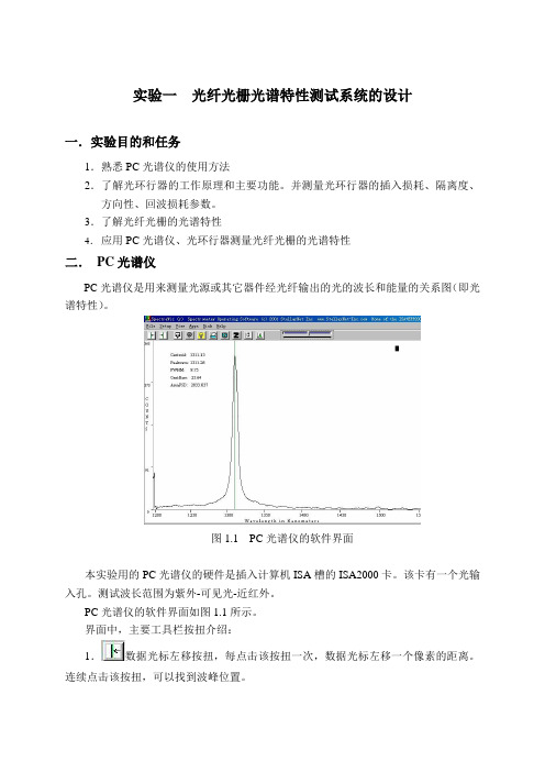 试验一光纤光栅光谱特性测试系统的设计