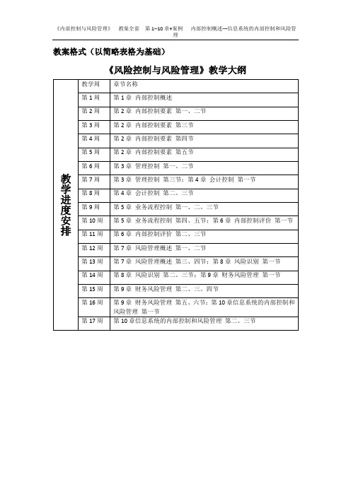 《内部控制与风险管理》 教案全套  第1-10章+案例  内部控制概述-信息系统的内部控制和风险管理