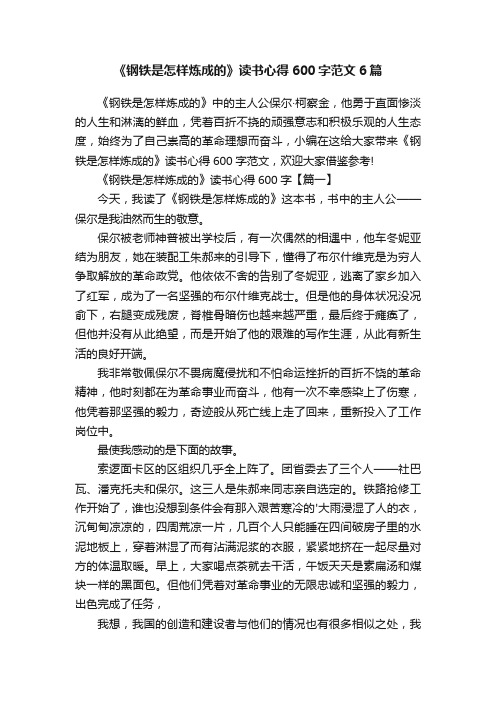 《钢铁是怎样炼成的》读书心得600字范文6篇