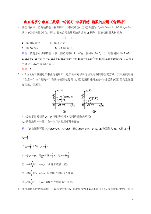 山东省济宁市高三数学一轮复习 专项训练 函数的应用(含解析)