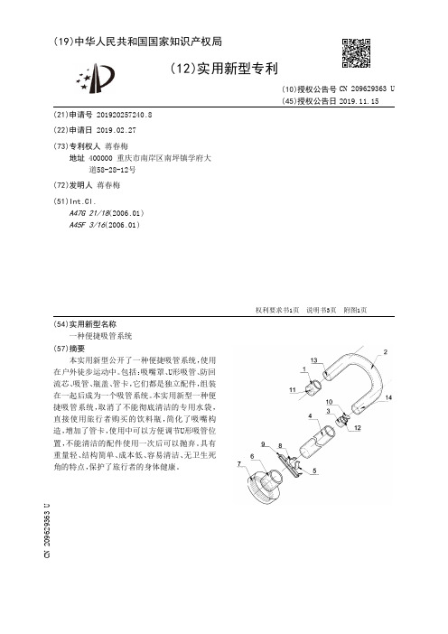 【CN209629363U】一种便捷吸管系统【专利】