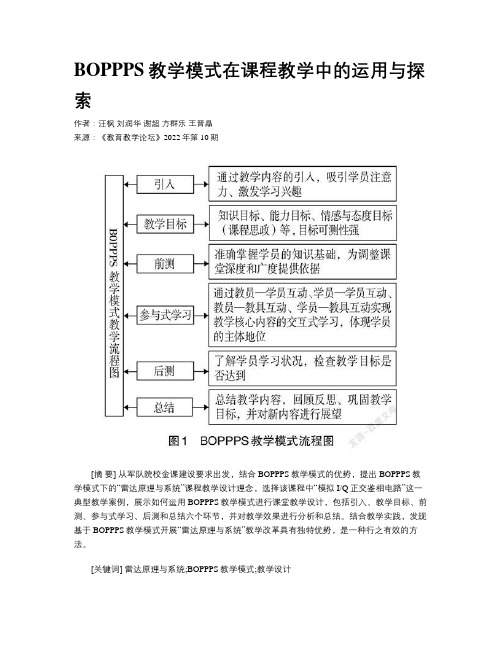 BOPPPS教学模式在课程教学中的运用与探索