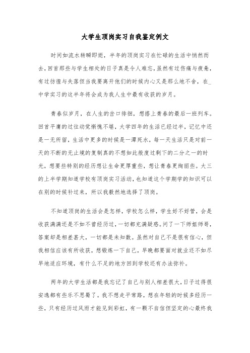 大学生顶岗实习自我鉴定例文(3篇)