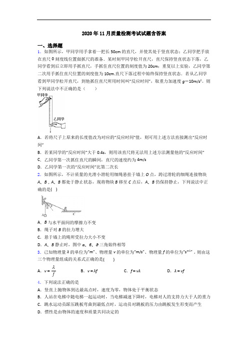 2020年11月质量检测考试试题含答案