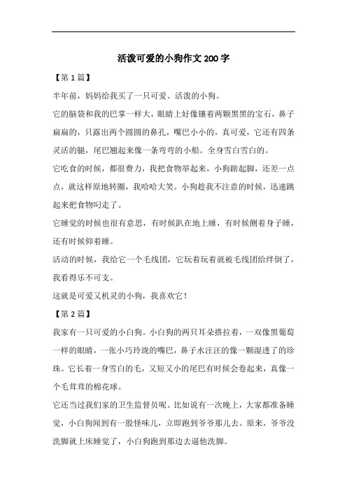 活泼可爱的小狗作文200字