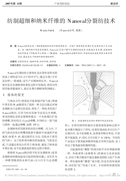 纺制超细和纳米纤维的Nanoval分裂纺技术