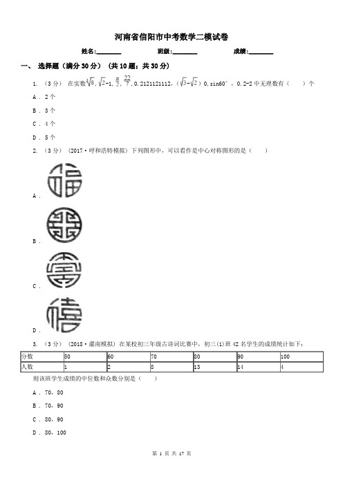 河南省信阳市中考数学二模试卷