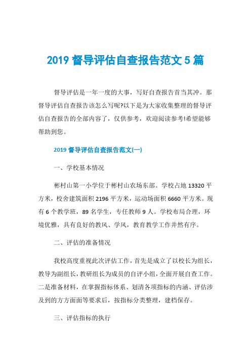 2019督导评估自查报告范文5篇