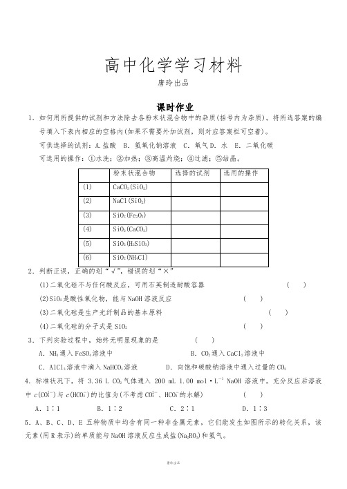 鲁科版高中化学必修一课时作业.docx