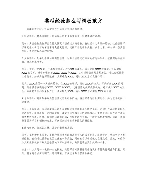 典型经验怎么写模板范文