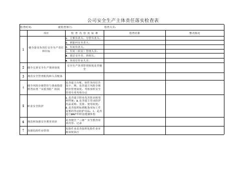 主体责任落实检查表