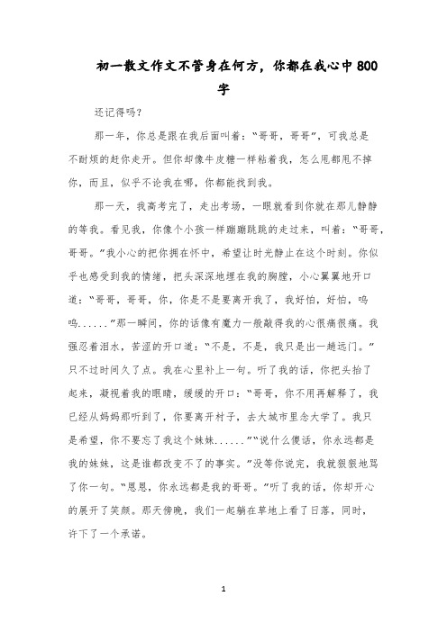 初一散文作文不管身在何方,你都在我心中800字