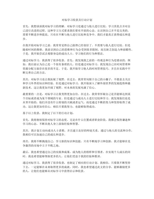 对标学习收获及行动计划