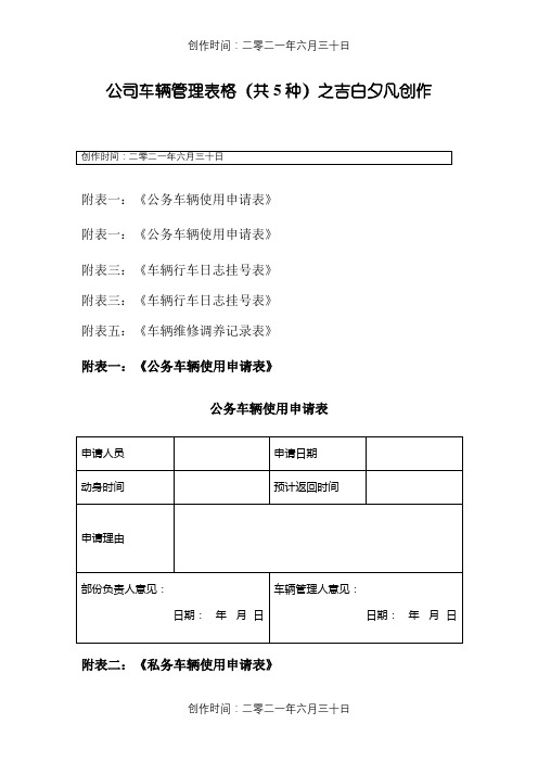 公司车辆管理表格(共5种)