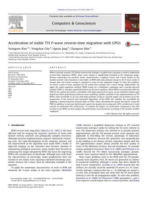 Acceleration of stable TTI P-wave reverse-time migration with GPUs