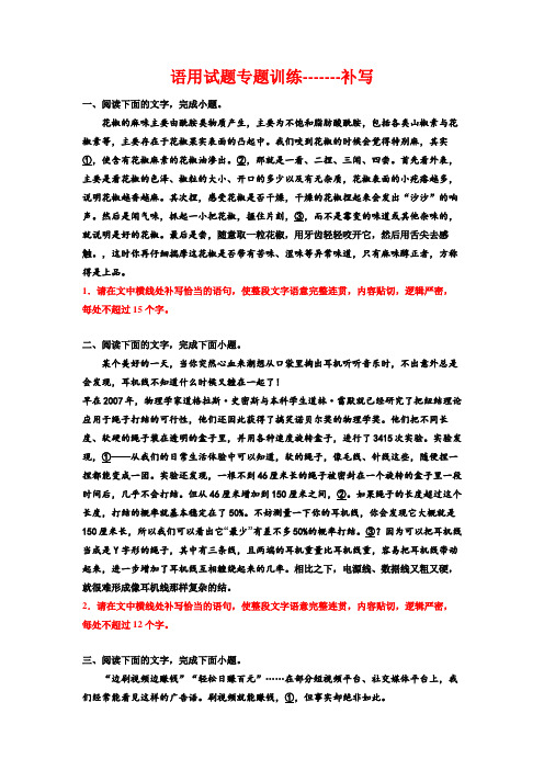 语用专题训练——补写-高考语文复习