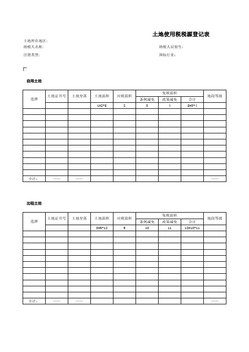 土地使用税税源登记表