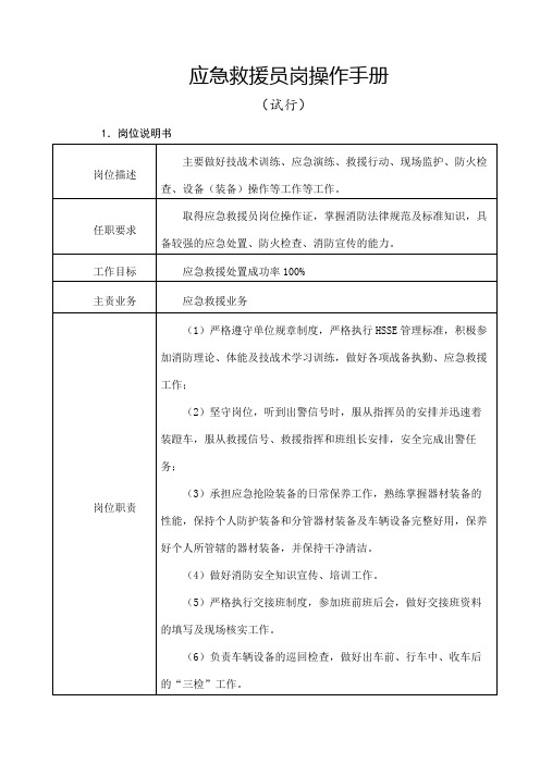 应急救援应急救援员岗操作手册