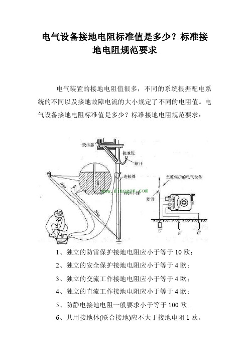 电气设备接地电阻标准值是多少？标准接地电阻规范要求