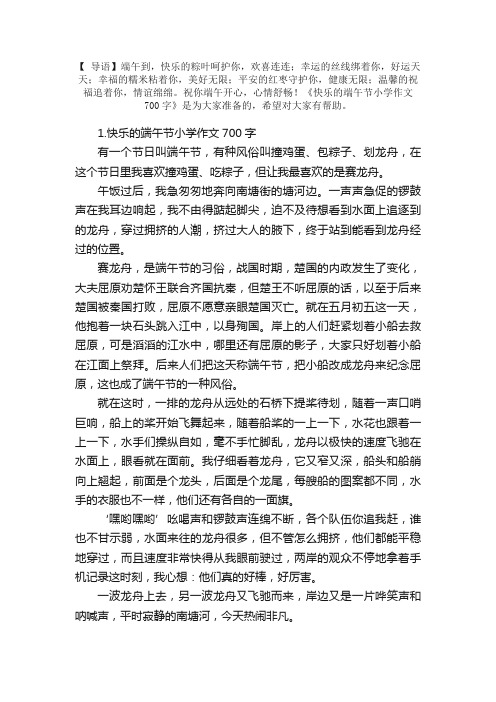 快乐的端午节小学作文700字5篇