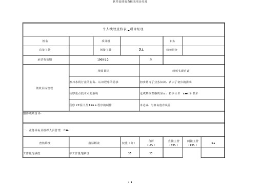 软件部绩效考核表项目经理