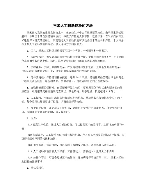 玉米人工辅助授粉的方法