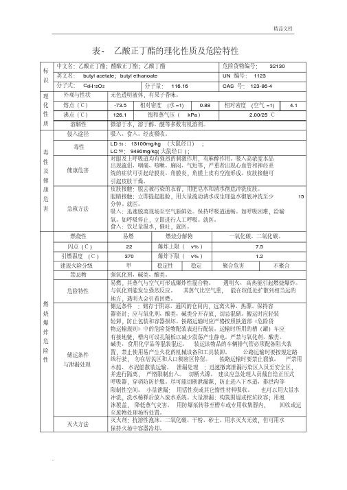 乙酸正丁酯的理化性质及危险特性