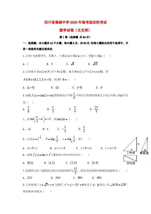 四川省棠湖中学2020届高考数学模拟考试试题 文