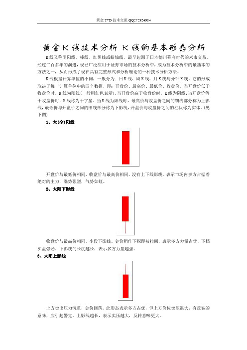 黄金K线技术分析 K线的基本形态分析.