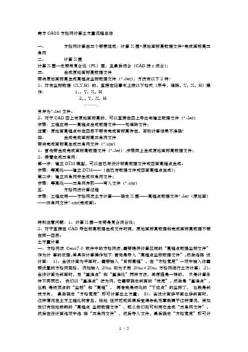 南方CASS方格网计算土方量流程总结