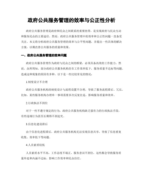 政府公共服务管理的效率与公正性分析