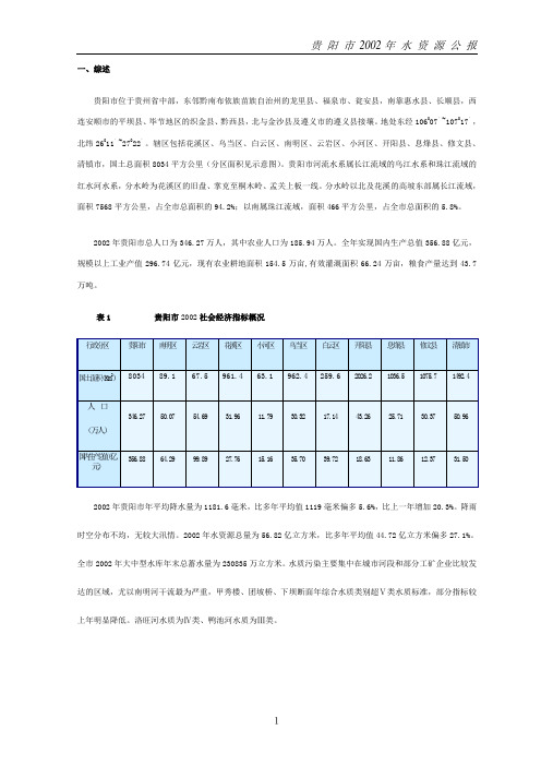 2002年贵阳市水资源公报