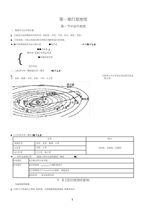 人教版高一地理必修一知识点总结