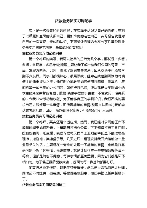 贷款业务员实习周记字