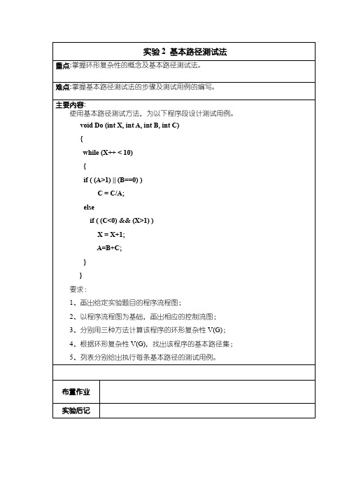 软件测试   实验2 基本路径测试法