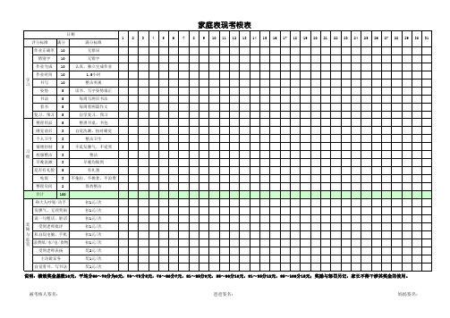 家庭表现考核表