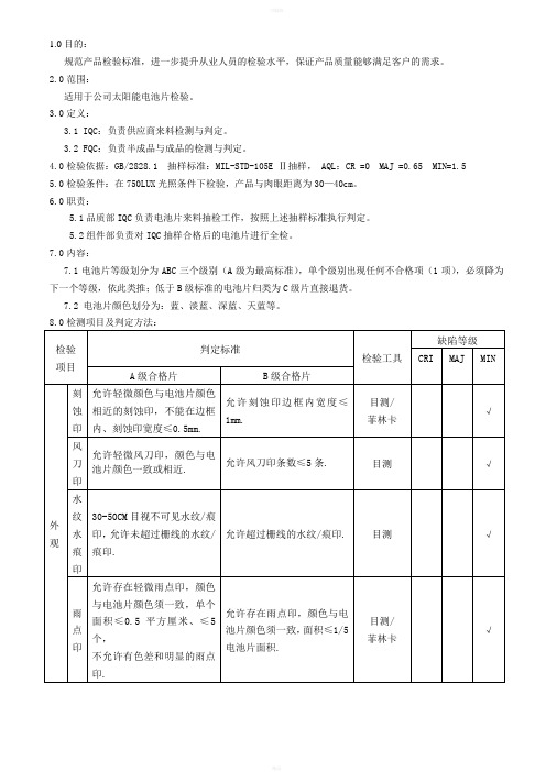 太阳能电池片检验规范