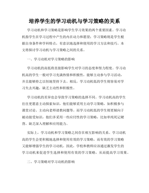 培养学生的学习动机与学习策略的关系