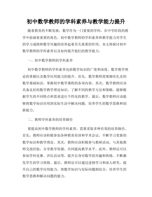 初中数学教师的学科素养与教学能力提升