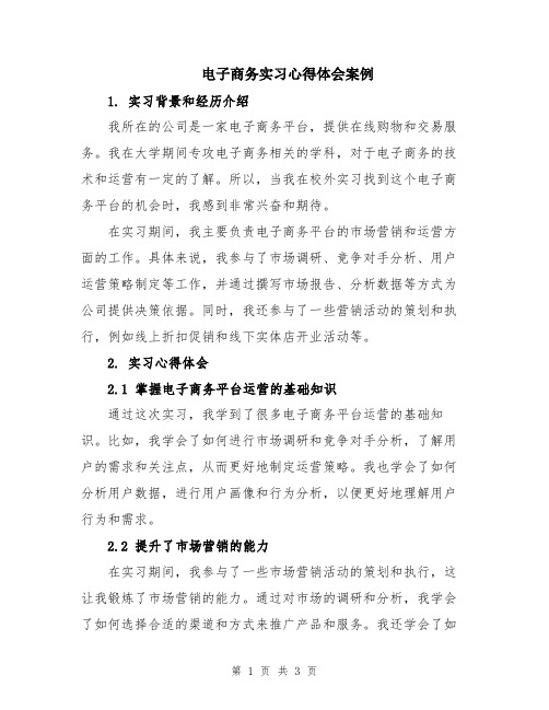 电子商务实习心得体会案例