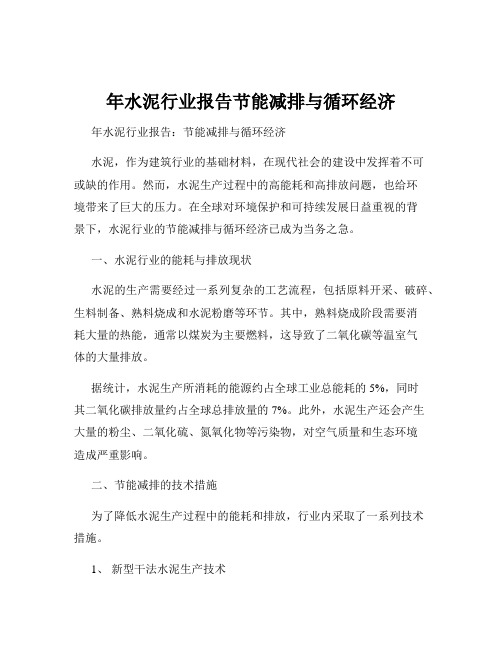 年水泥行业报告节能减排与循环经济