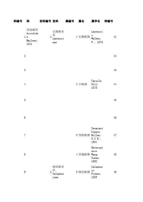 中国槌角蝗科剑角蝗科名录