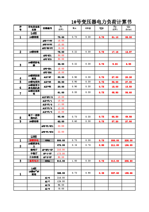 某五星级酒店电力负荷计算书