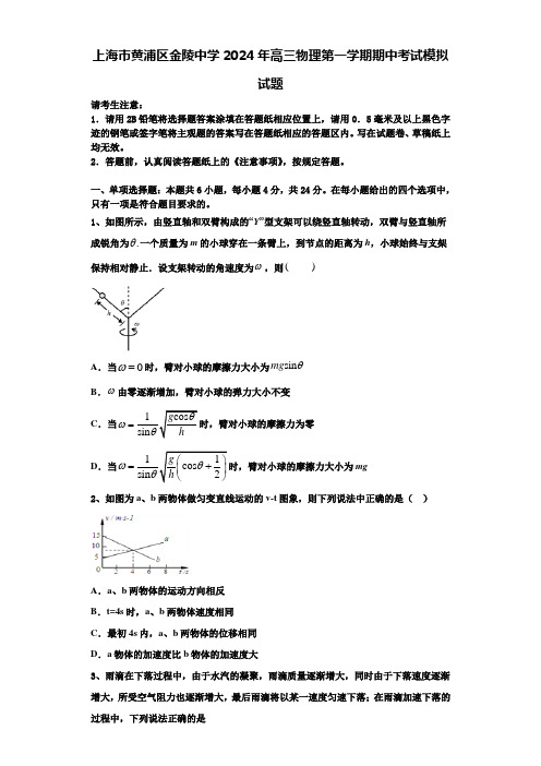 上海市黄浦区金陵中学2024年高三物理第一学期期中考试模拟试题含解析