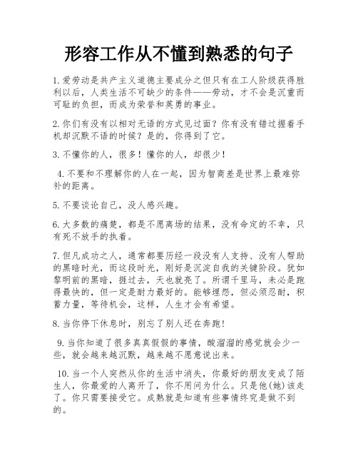 形容工作从不懂到熟悉的句子