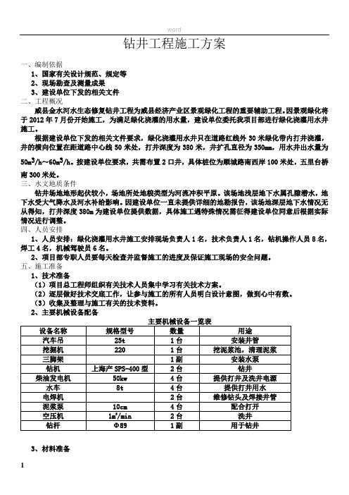 绿化用水深水井专项施工方案1