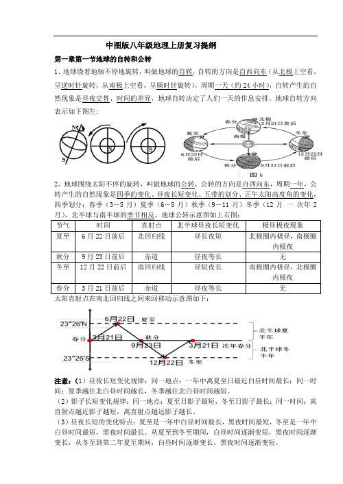 中图版八年级地理上册复习提纲