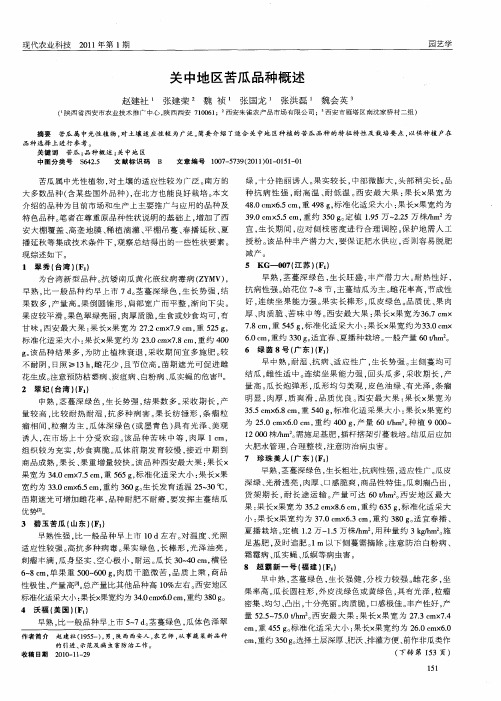 关中地区苦瓜品种概述