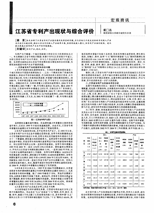 江苏省专利产出现状与综合评价