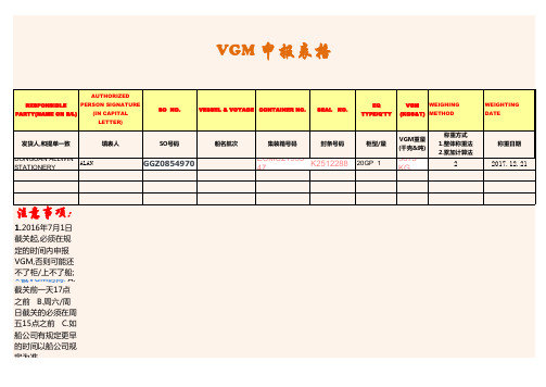 模板-VGM 申报表